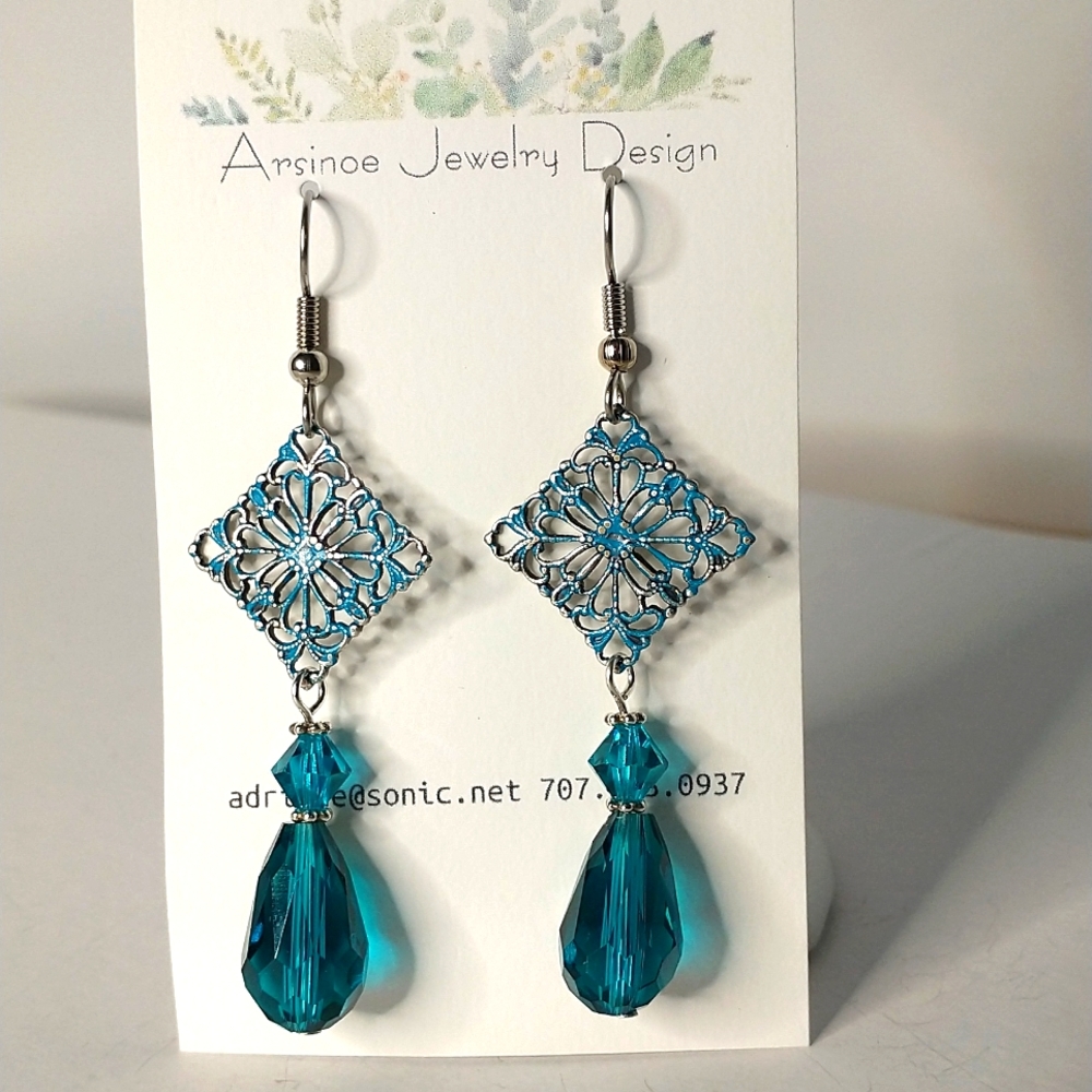 Women's patina crystal earrings